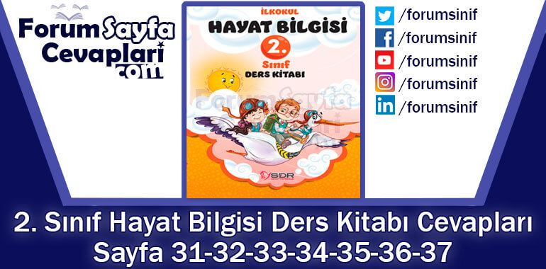 2. Sınıf Hayat Bilgisi Ders Kitabı 31-32-33-34-35-36-37. Sayfa Cevapları SDR Dikey Yayıncılık