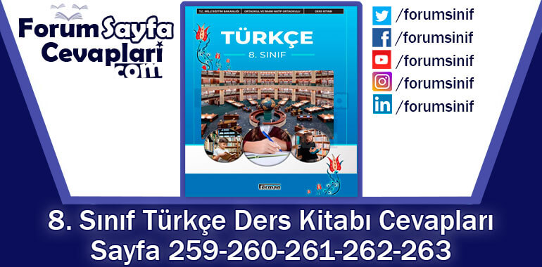8. Sınıf Türkçe Ders Kitabı Sayfa 259-260-261-262-263 Cevapları Hecce Yayıncılık