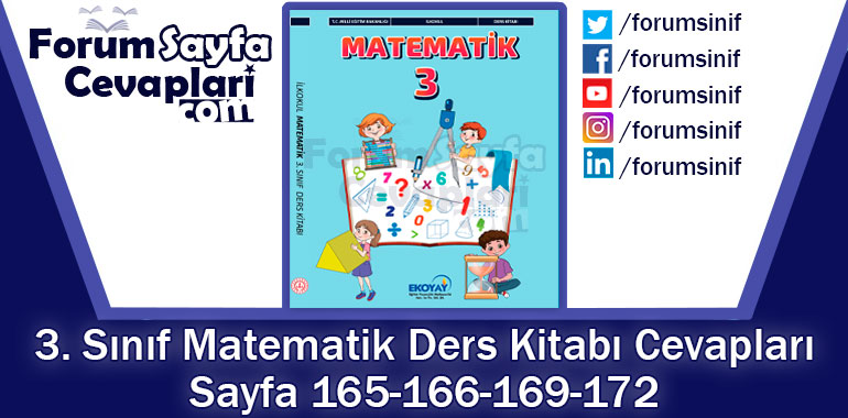 3. Sınıf Matematik Ders Kitabı Sayfa 165-166-169-172. Cevapları Ekoyay Yayıncılık