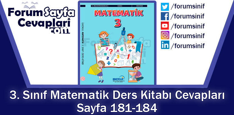 3. Sınıf Matematik Ders Kitabı Sayfa 181-184. Cevapları Ekoyay Yayıncılık