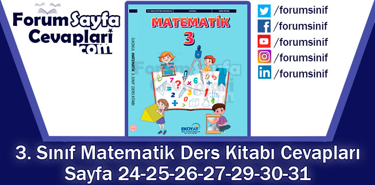 3. Sınıf Matematik Ders Kitabı Sayfa 24-25-26-27-29-30-31 Cevapları Ekoyay Yayıncılık