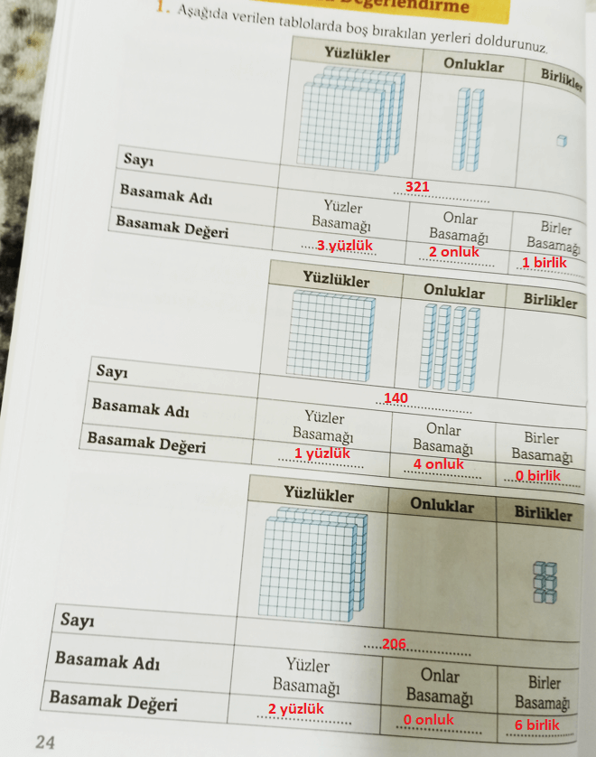 3. Sınıf Matematik Ders Kitabı Sayfa 24 Cevapları Ekoyay Yayıncılık