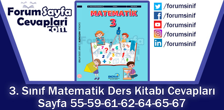3. Sınıf Matematik Ders Kitabı Sayfa 55-59-61-62-64-65-67 Cevapları Ekoyay Yayıncılık