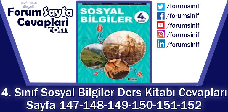 4. Sınıf Sosyal Bilgiler Ders Kitabı Sayfa 147-148-149-150-151-152. Cevapları Hecce Yayıncılık