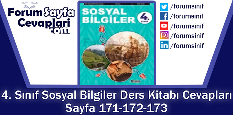 4. Sınıf Sosyal Bilgiler Ders Kitabı Sayfa 171-172-173. Cevapları Hecce Yayıncılık