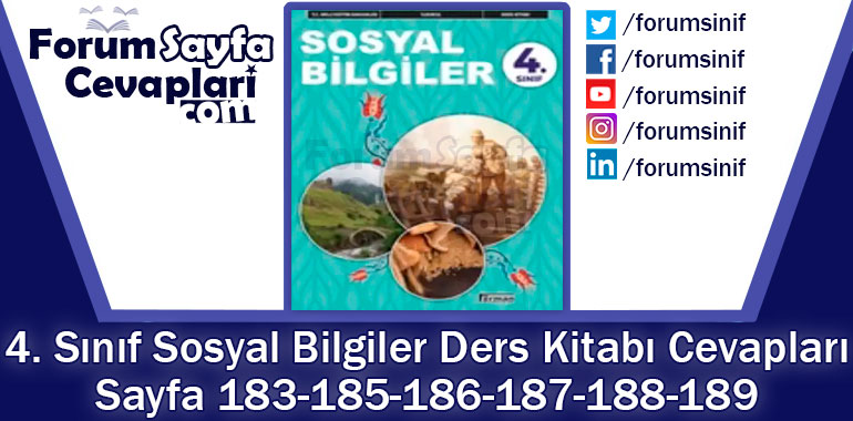 4. Sınıf Sosyal Bilgiler Ders Kitabı Sayfa 183-185-186-187-188-189. Cevapları Hecce Yayıncılık