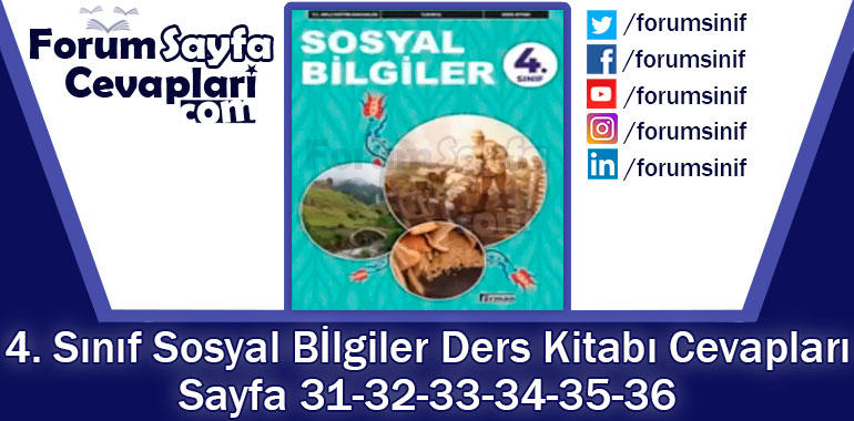 4. Sınıf Sosyal Bilgiler Ders Kitabı Sayfa 31-32-33-34-35-36 Cevapları Hecce Yayıncılık