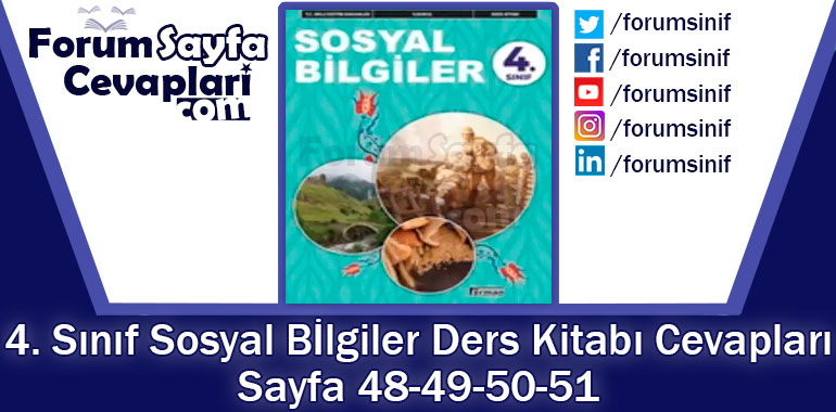 4. Sınıf Sosyal Bilgiler Ders Kitabı Sayfa 48-49-50-51. Cevapları Hecce Yayıncılık