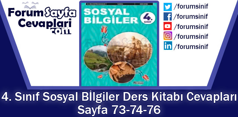 4. Sınıf Sosyal Bilgiler Ders Kitabı Sayfa 73-74-76. Cevapları Hecce Yayıncılık