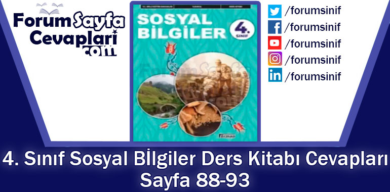 4. Sınıf Sosyal Bilgiler Ders Kitabı Sayfa 88-93. Cevapları Hecce Yayıncılık
