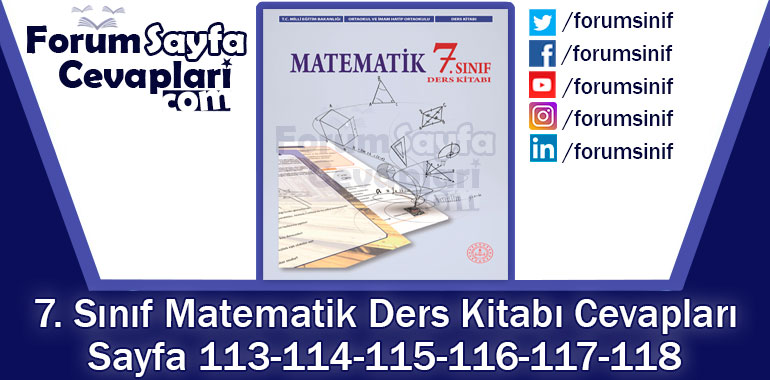7. Sınıf Matematik Ders Kitabı 113-114-115-116-117-118. Sayfa Cevapları MEB Yayınları