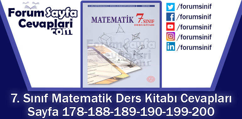 7. Sınıf Matematik Ders Kitabı 178-188-189-190-199-200. Sayfa Cevapları MEB Yayınları