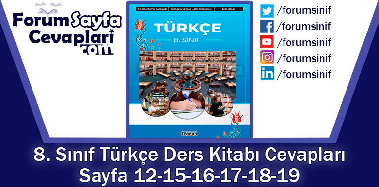 8. Sınıf Türkçe Ders Kitabı Sayfa 12-15-16-17-18-19 Cevapları Hecce Yayıncılık