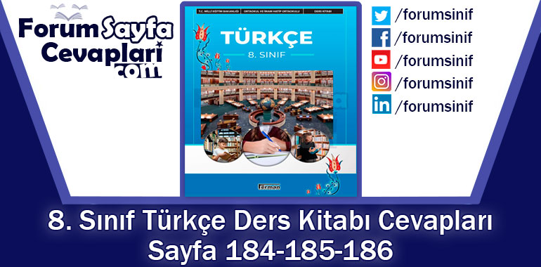 8. Sınıf Türkçe Ders Kitabı Sayfa 184-185-186 Cevapları Hecce Yayıncılık