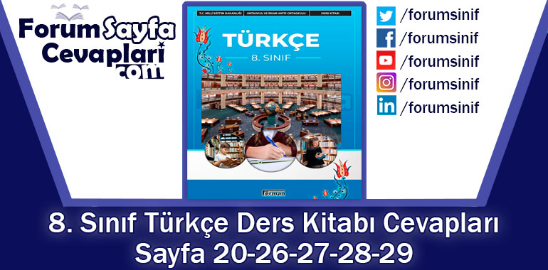 8. Sınıf Türkçe Ders Kitabı Sayfa 20-26-27-28-29 Cevapları Hecce Yayıncılık
